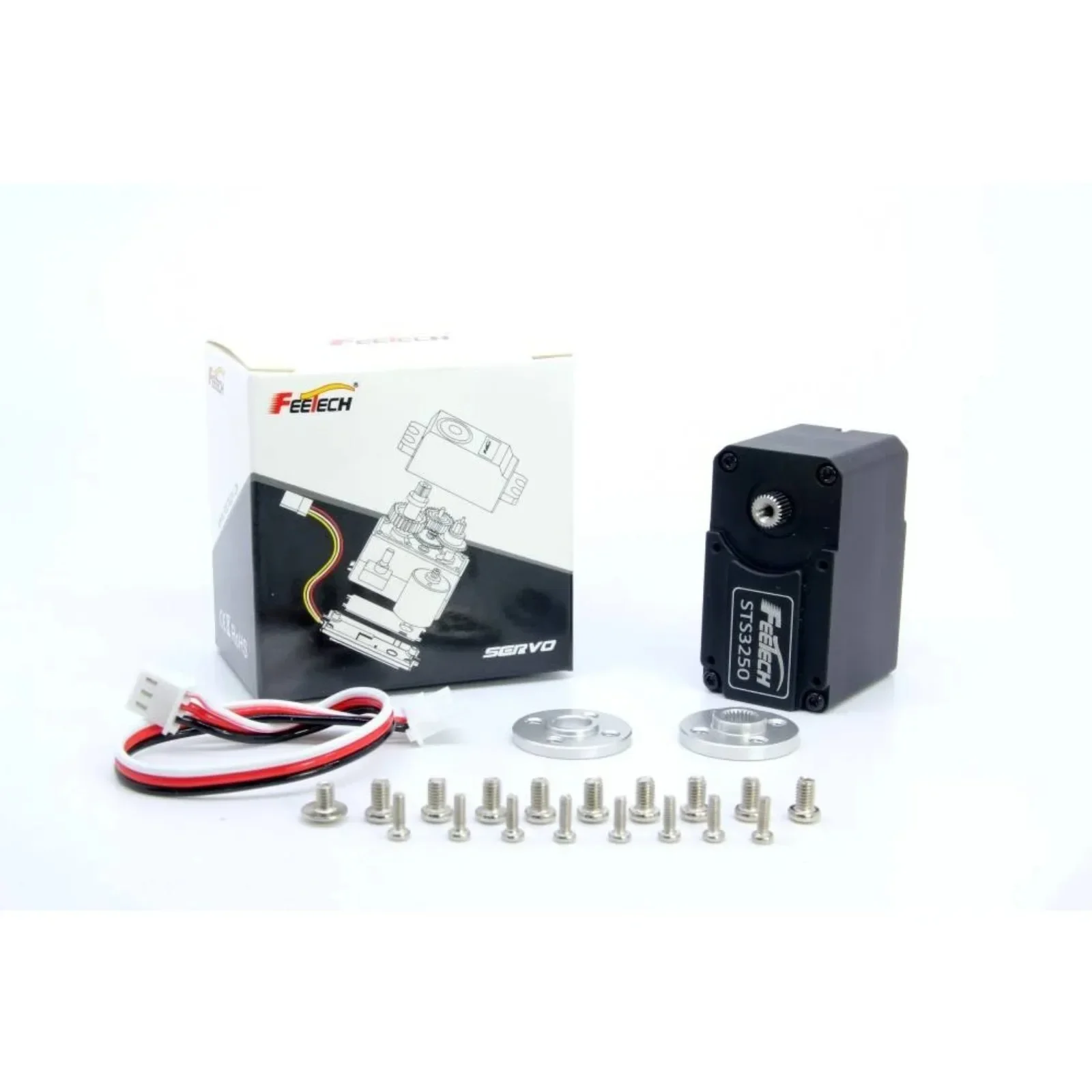 Feetech STS3250 12V 50KG TTL Bus Smart Servo Double Shaft Coreless Motor 12-Bit Encoder For Robot (360 Degree)
