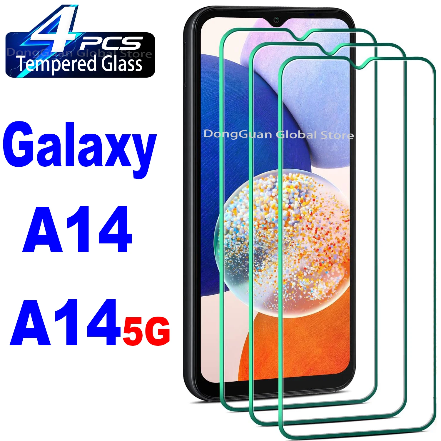 

1/4Pcs Tempered Glass For Samsung Galaxy A14 Screen Protector Glass Film