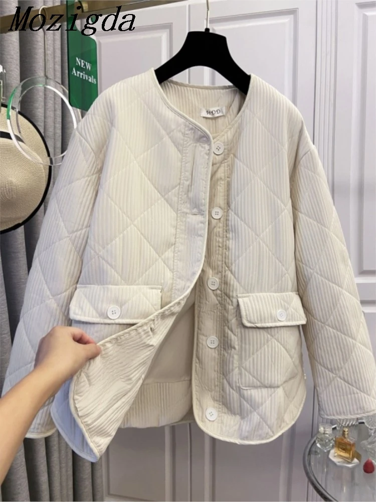 

Autumn Winter Neck Warm Women Jacket Long Sleeve Loose Casual Single Breasted Tops All Match Solid Pocket Ladies Coats