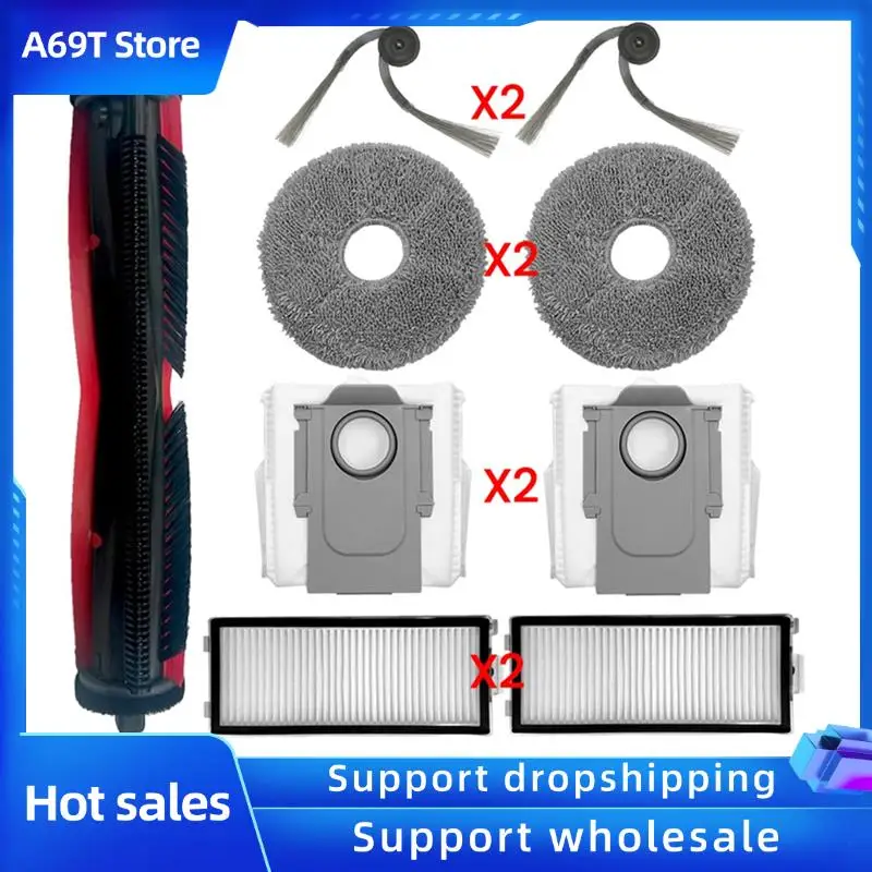 

A69T 9PCS Replacement Parts For Roborock Saros Z70 / G30 Space Vacuum Cleaner Parts Roller Side Brush Dust Bag Filters Mop Pads