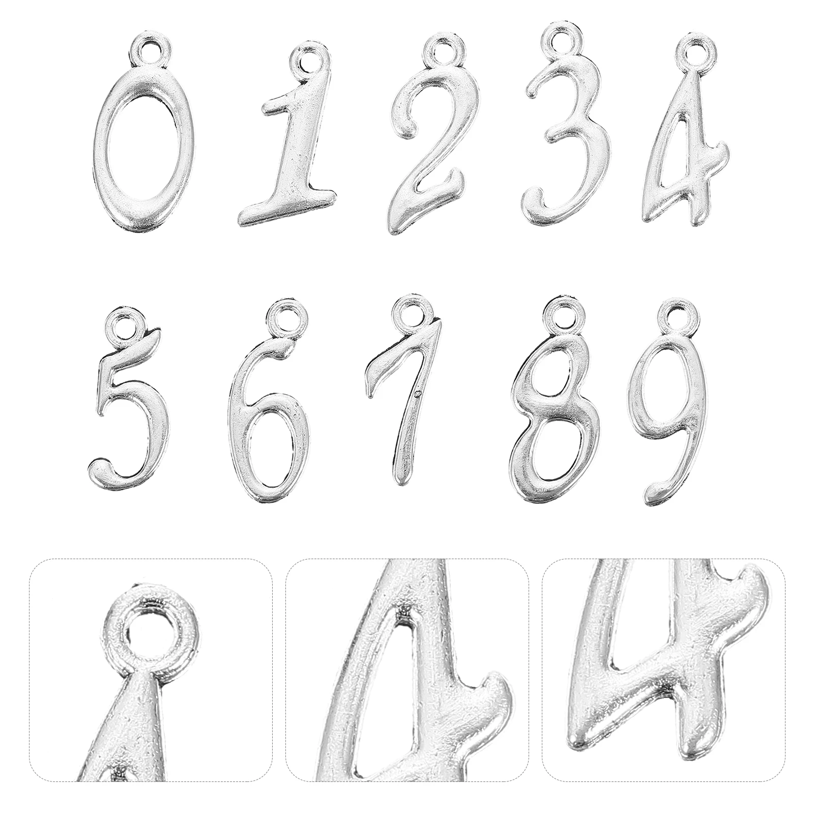 50Pcs Number Charms Alloy Metal Numbers Pendant DIY Jewelry Accessories 0-9 Figures Arabic Numerals DIY Pendants for Bracelets