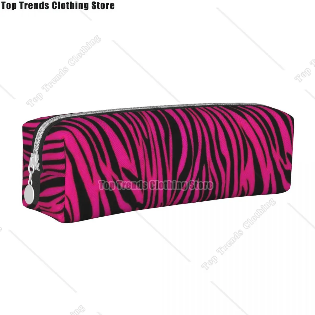 

Готический розовый пенал в полоску зебры, пеналы для девочек и мальчиков, большие вместительные сумки-карандаши, школьные принадлежности, канцелярские принадлежности на молнии