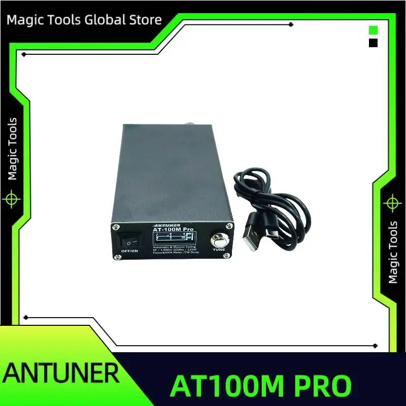 ANTUNER AT100M PRO 1.8MHz-30MHz 100W Antenna Tuner with Built-in SWR/Power Meter & CW Practice Function for HF Radio