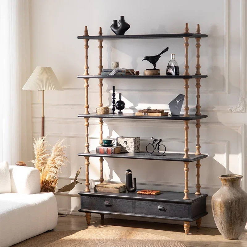 Y Medieval style home display cabinet living room solid wood bookshelf display shelf