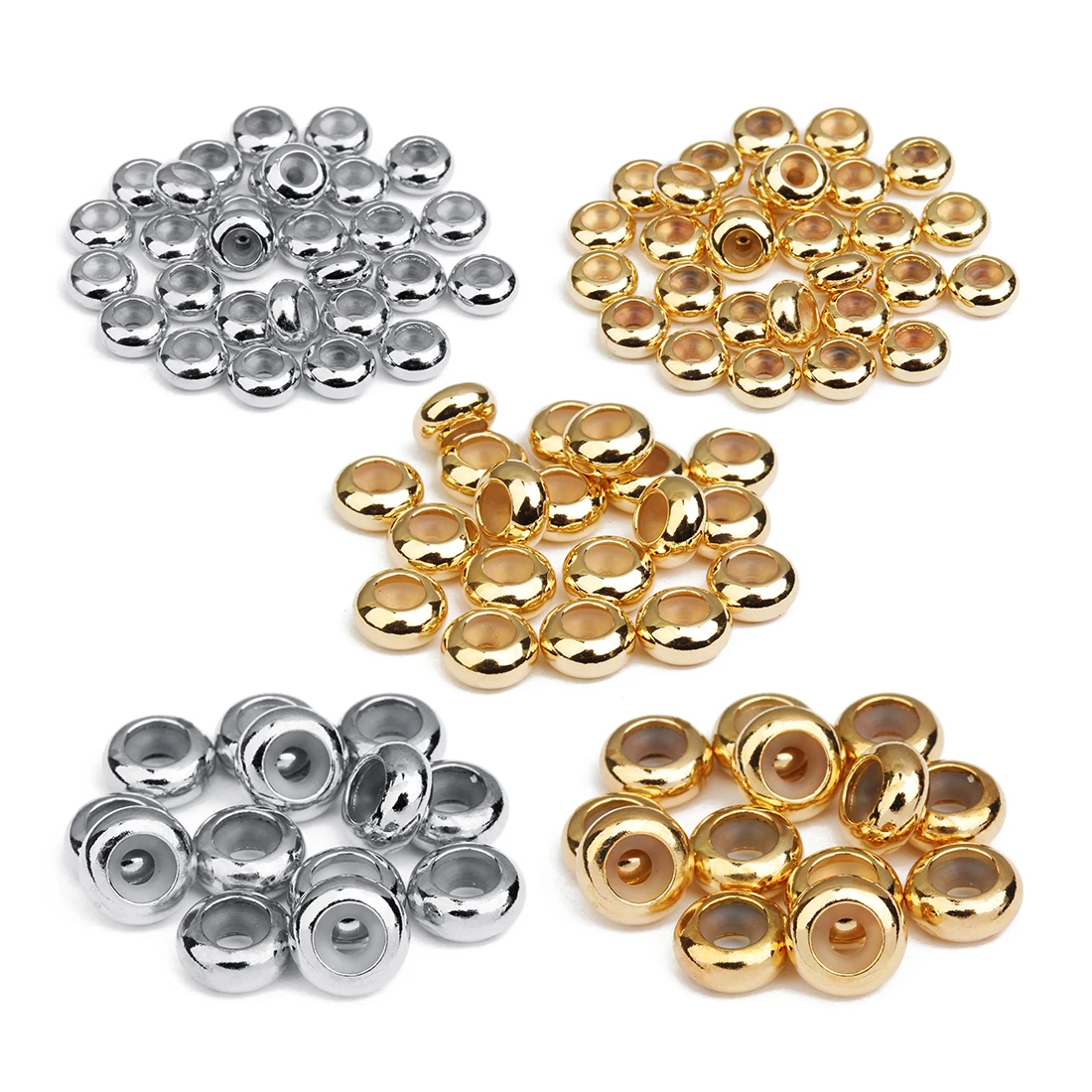 20pcs/lot 4/5/6/7/8/10mm Copper Beads With Silicone Crimp End Beads Stopper Large Hole Beads For DIY Jewelry Making Bracelet
