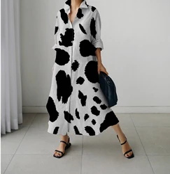 Vestido camisero con estampado de leopardo para mujeres de mediana edad y mayores, moda informal, ajustado, cómodo, de alta calidad, de talla grande