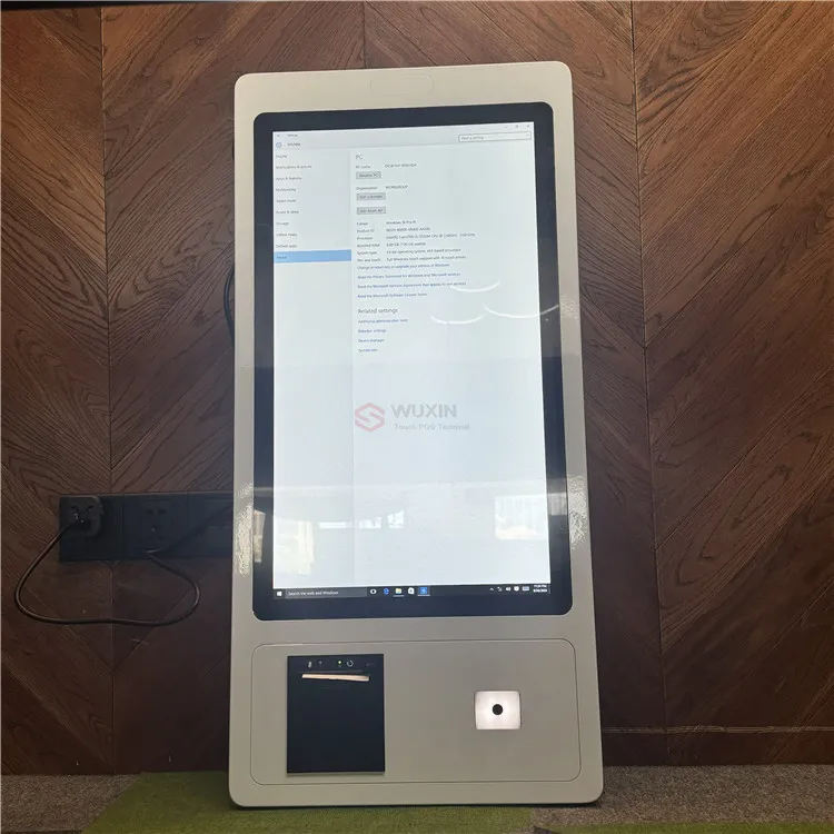 Restaurant Hospital 18.5 inch touch screen parking lot payment kiosk panel computer cash receiver self-check-in end point