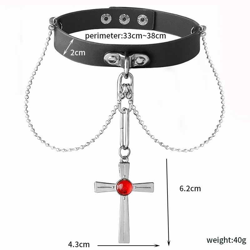 Athemis Rosario And Vampire Moka Akashiya Cosplay Necklace Cross Pendant Choker Adjustable For Halloween Christmas