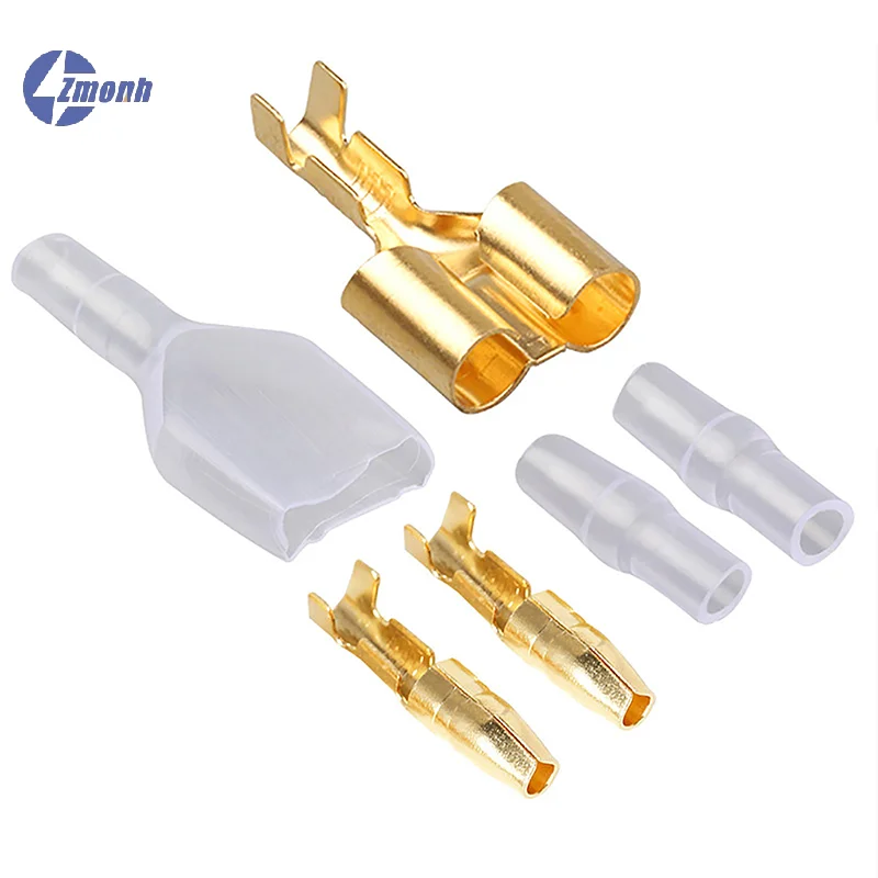 New！60PCS Car Electrical Wire Connector Diameter 4mm Female Male And Case Cold Press Terminal 1in2out  Crimp Terminal