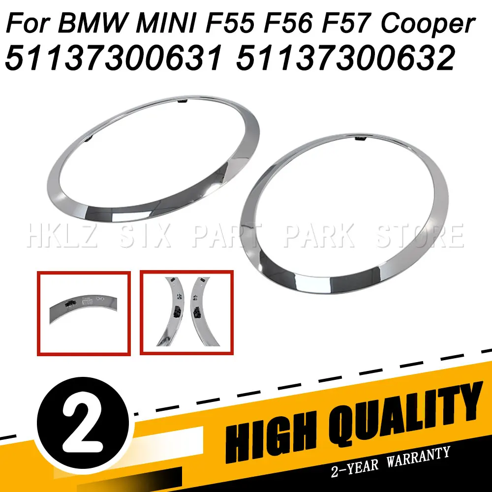 2Pcs Front Headlight Cover Trim Lamp Frame Ring For BMW MINI F55 F56 F57 Cooper L R 51137300631 51137300632 Auto Spare Parts