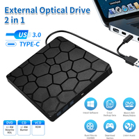 Slim External DVD RW Drive USB 3.0 Type C 2 in 1 Interface DVD Burner CD Writer Reader Player Optical Drive or PC Desktop Laptop