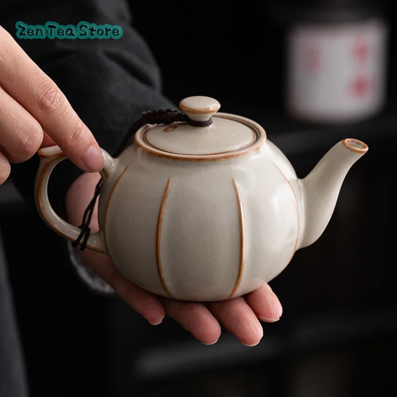 Ru Kiln Teapot Can Open Piece Ceramic Teapot Home Single Pot With Filter Chinese Kung Fu Tea Set Hand Grab Pot Single Pot