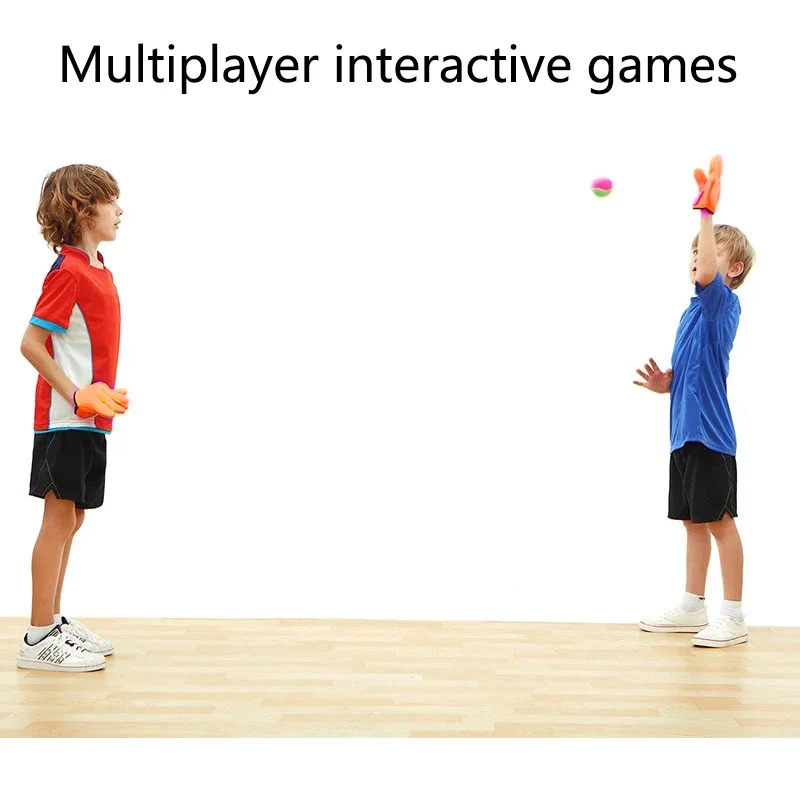 2 pçs luva otário crianças jogo brinquedos ao ar livre adereços jogo pegajoso com 1 bola pegajosa jogar e pegar crianças diversão brinquedo esportivo