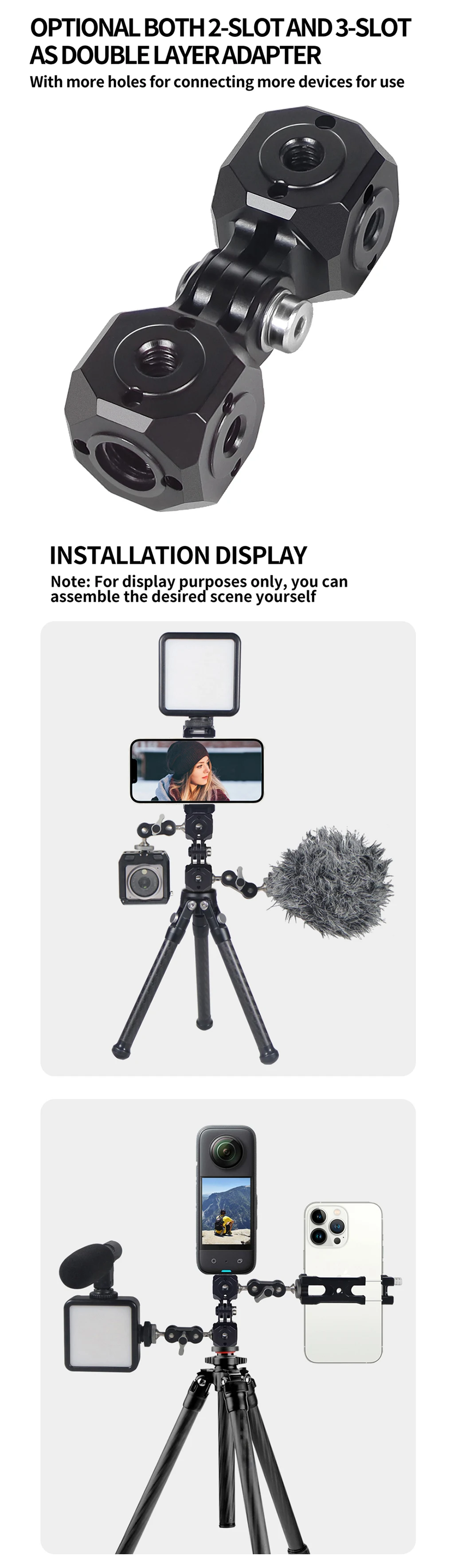 Vielseitiger Mini-Magic-Cube-Adapter mit Schraubenloch ARRI 1/4 3/8' für GoPro 13 Insta360 X4 Osmo Blitzlicht Stativhalterung – Detail 36