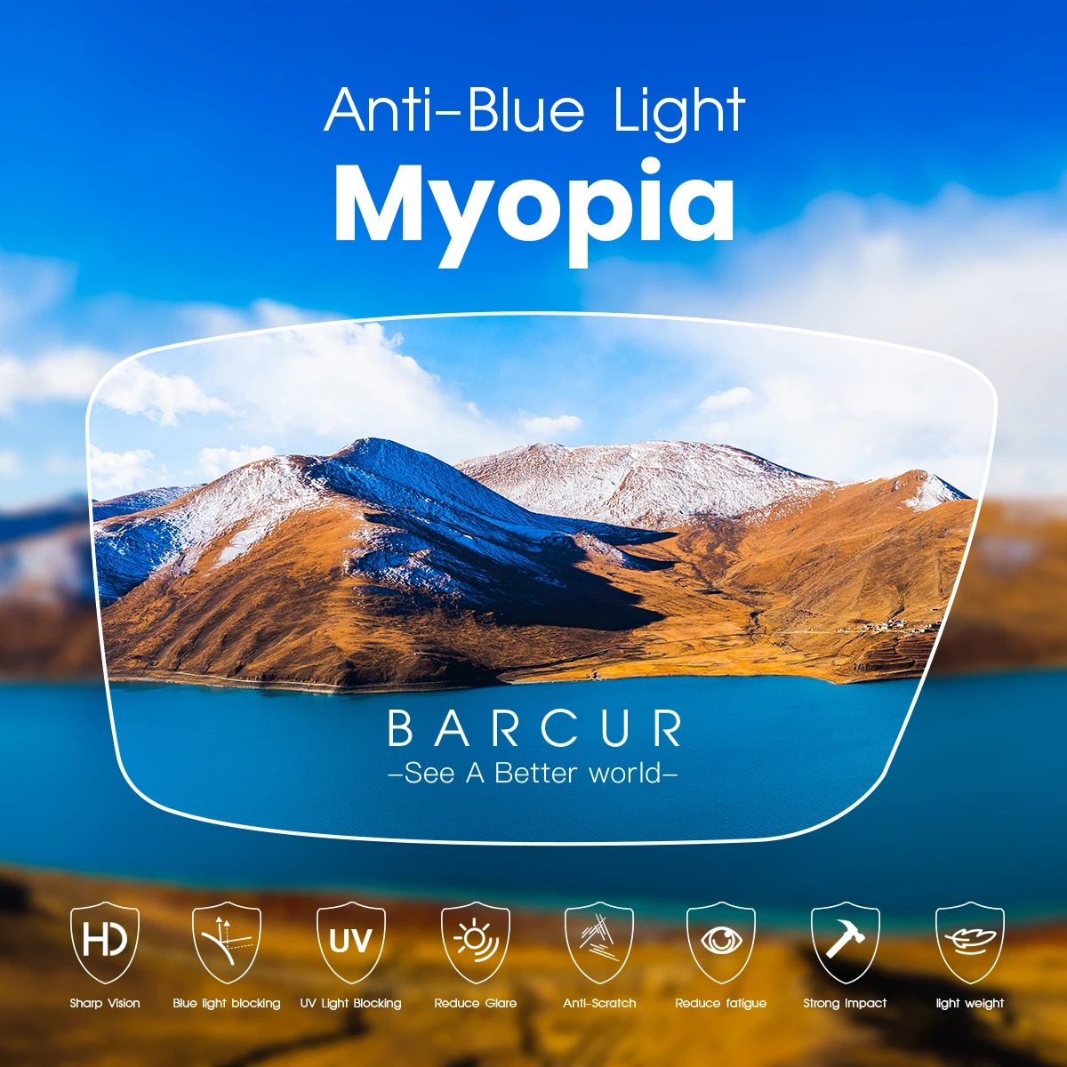 BARCUR Anti Blau Blocking Brillen UV400 Hyperopie Progressive Myopie Gläser CR-39 Asphärische Scratch-beständig Objektiv