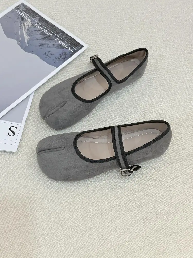 Zapatos Tabi Planos de Dedo Dividido para Mujer Bailarinas Retro de Gamuza Sintética Mary Jane con Hebilla Merceditas Elegantes y Cómodas Calzado Casual de Vestir Vintage para Primavera Otoño Oficina Diario