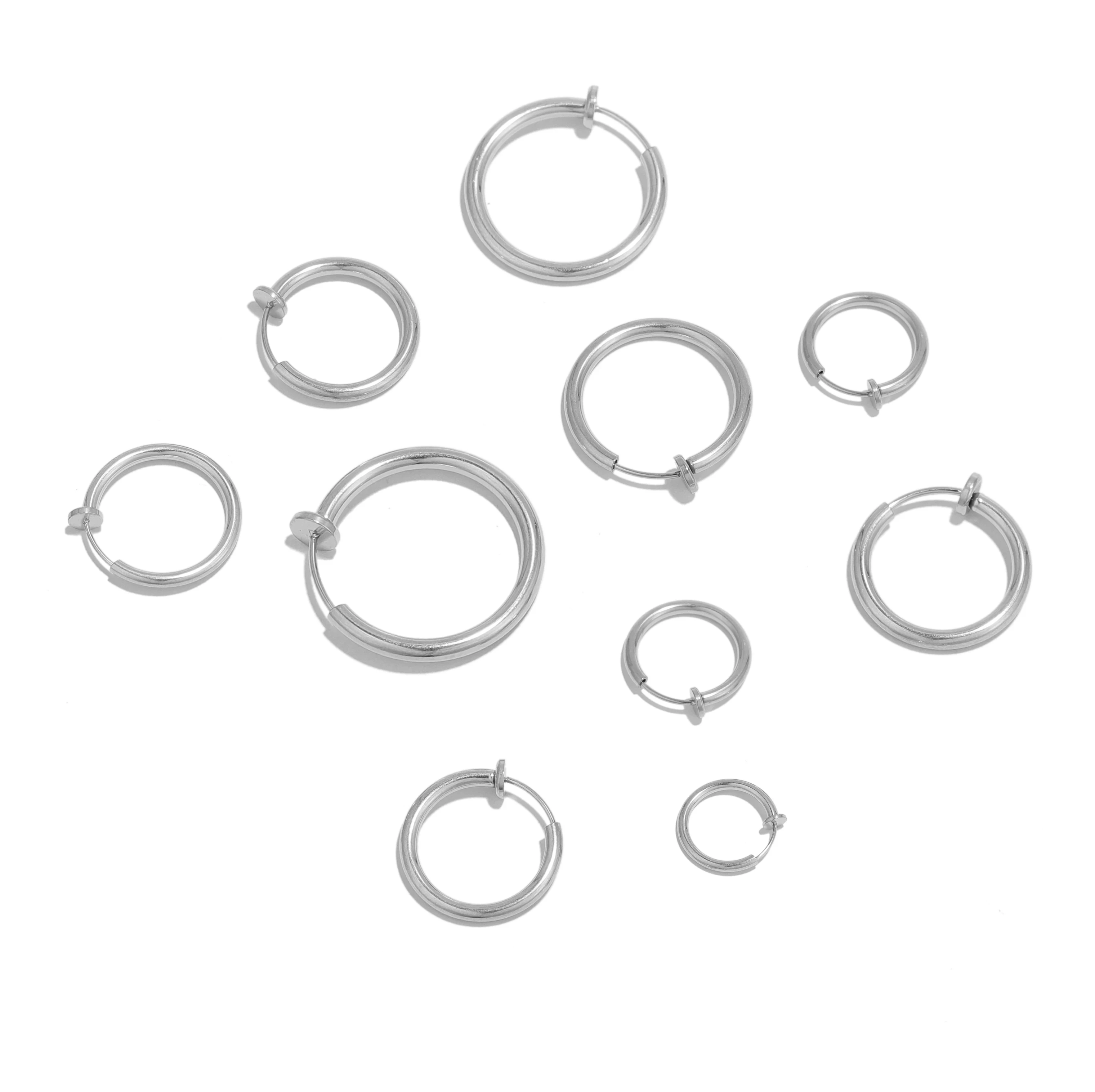 5Pairs Stainless Steel Without Ear Holes Clip Hoops Without Drilling Earring for Clip Earring Without Piercing Jewelry Making
