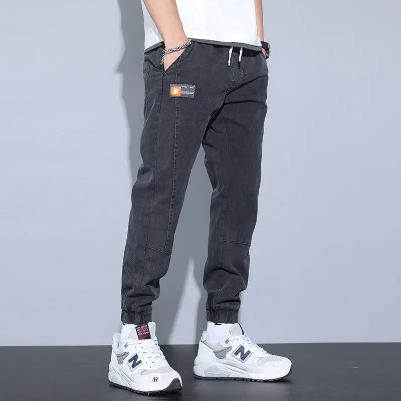 Trendy Harajuku Loose Fit Men's Drawstring Casual Jeans Long Trousers Comfortable Versatile Youthful Style Winter Wear
