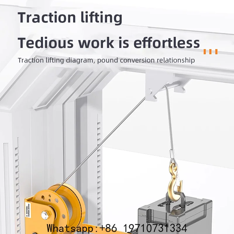 1200LB Manual Hoist Winch Heavy Duty Manual Winch Galvanized Steel Wire Rope Manual Operated Hand Crank Winch Self-lock