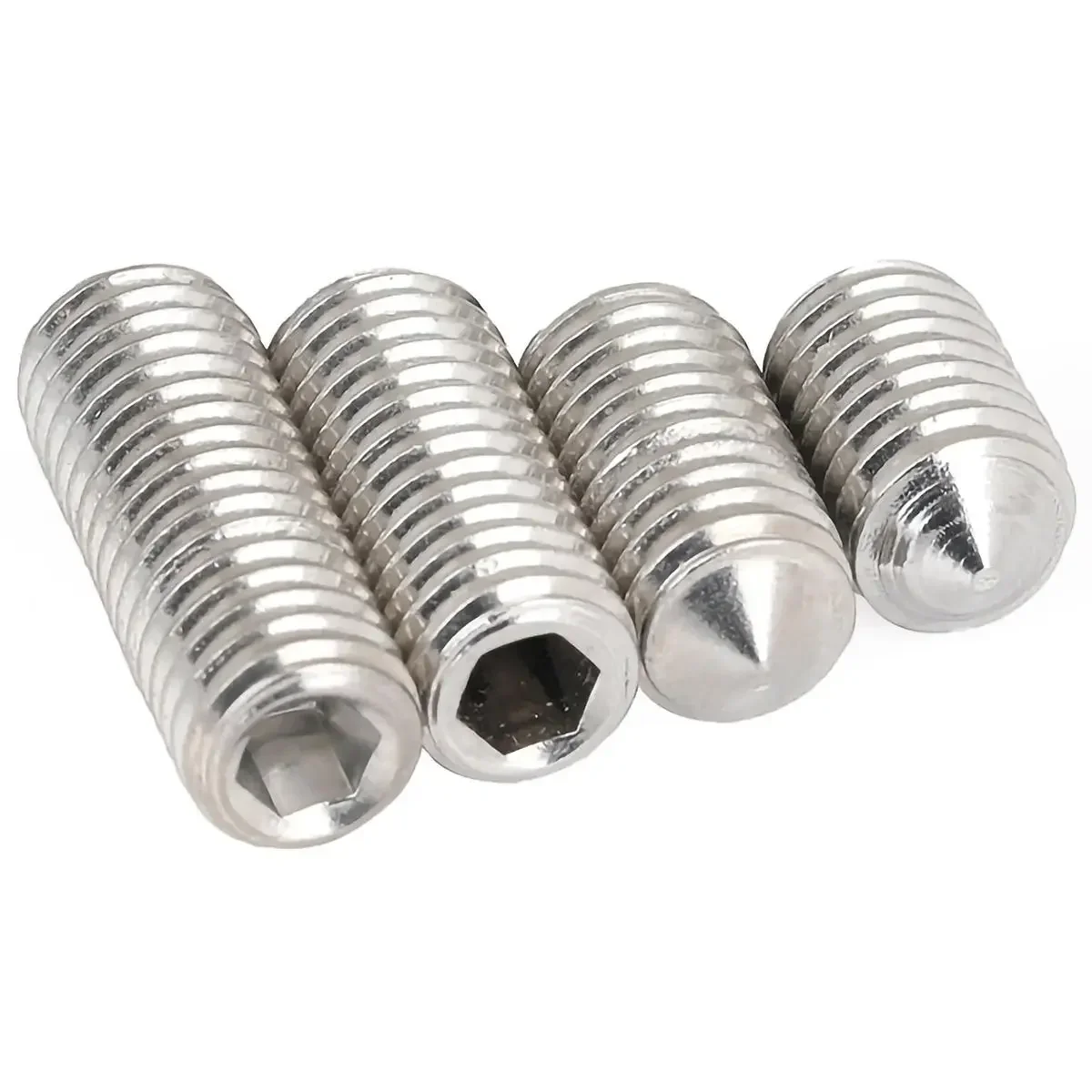M3 M4 M5 M6 M8 M10 M12 M16 304 Stainless Steel Hex Hexagon Socket Cone Point Grub Set Screw Tapered End Bolt