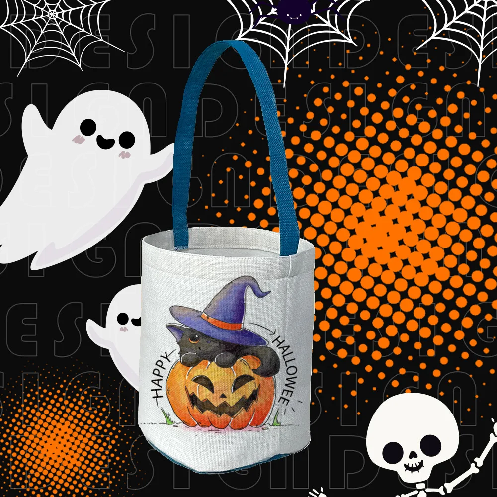Blank Sublimation Halloween Gift Bag Linen Basket For Sublimation INK Print DIY Gifts Heat Press Transfer