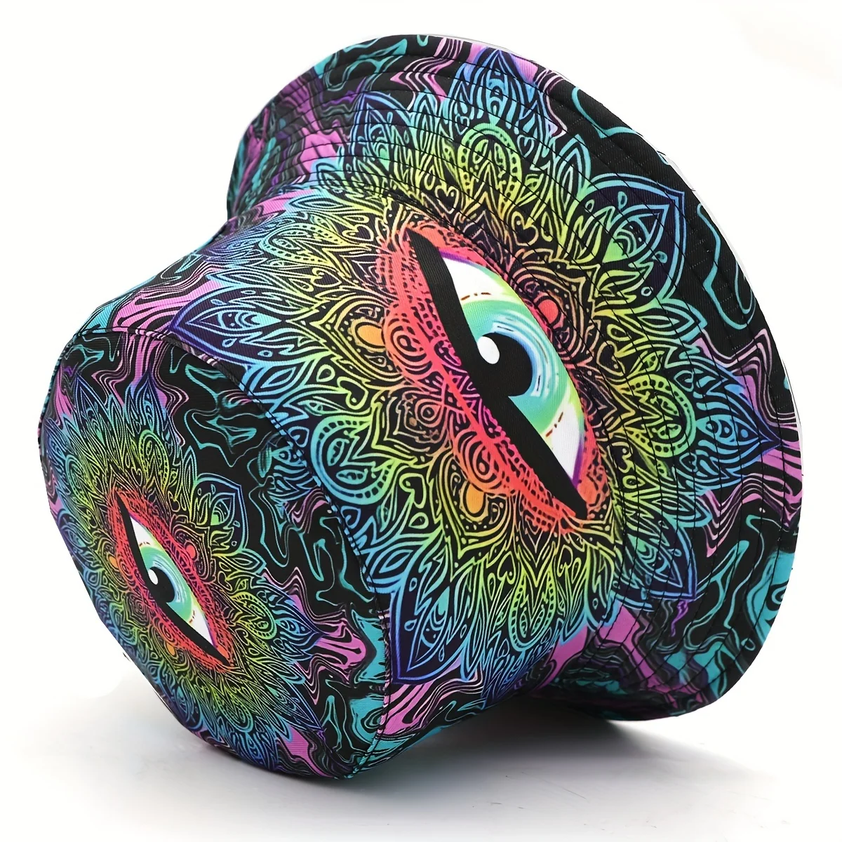 Vibrant All-Seeing Eye Print Bucket Hat For Men And Women Lightweight Sun-Protective Perfect For Parties And Outdoor
