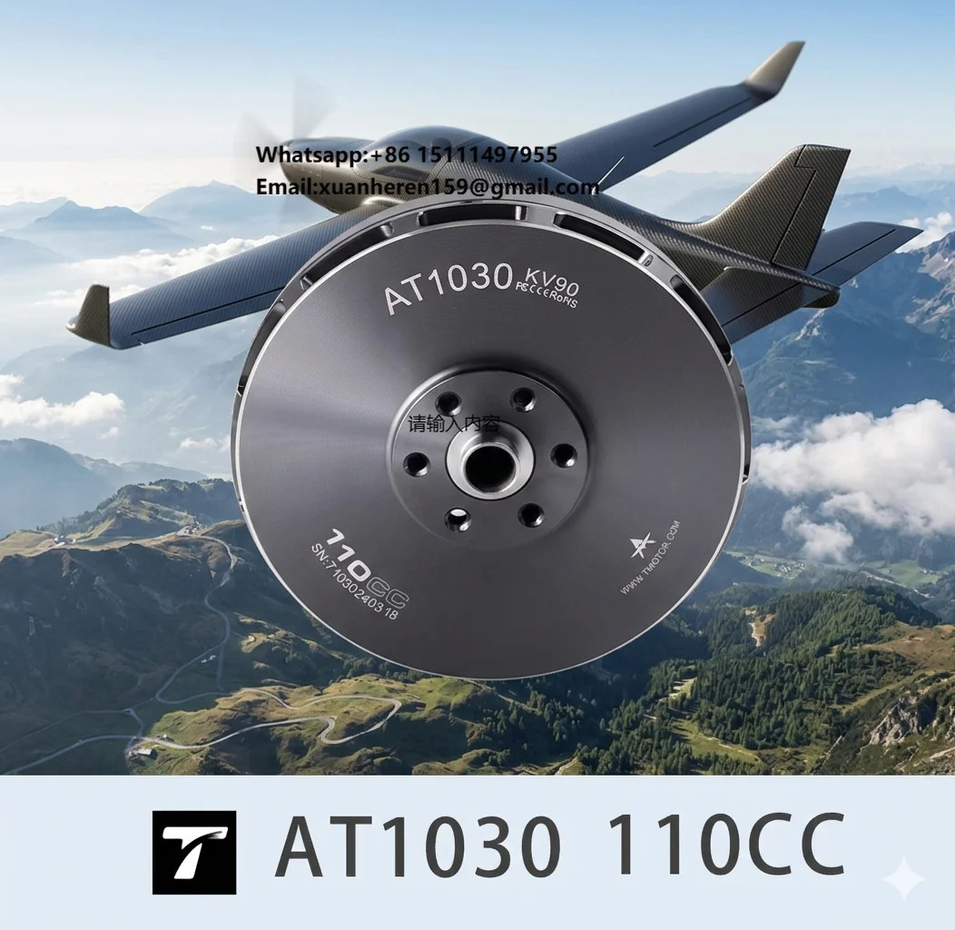 

AT1030 T-MOTOR 24S 110CC 4000W VTOL UAV Fixed Wing Aircraft Long Shaft Motor KV90