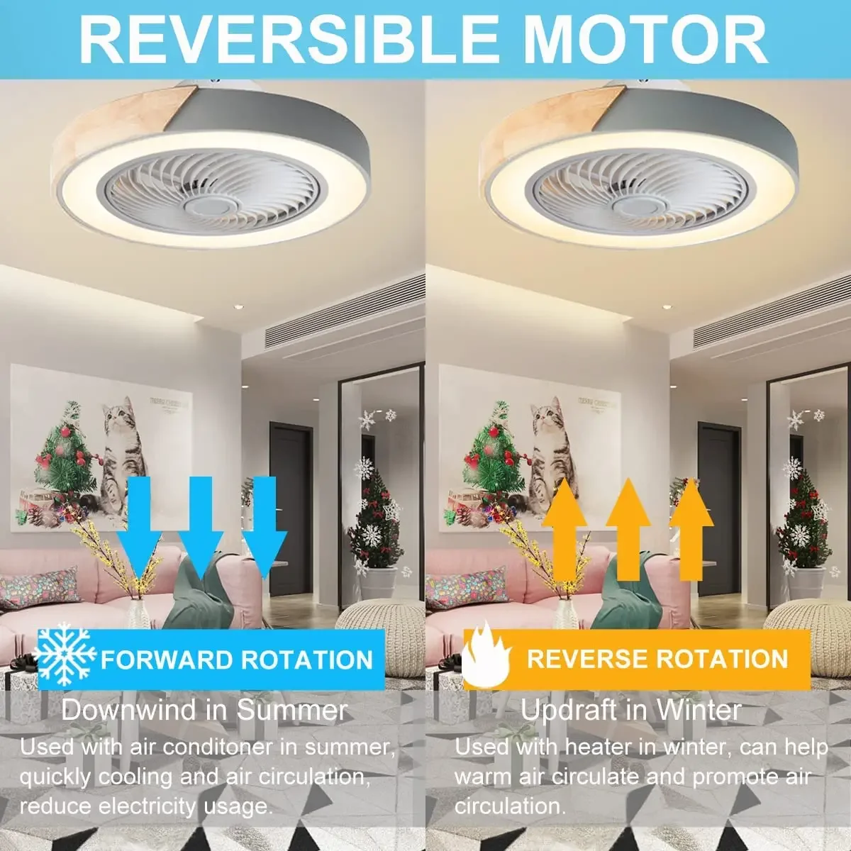 Modern Low Profile Wood Ceiling Fan Light with Remote Control Dimmable 3 Color Timing LED Fan Lamp Indoor ceiling kids light