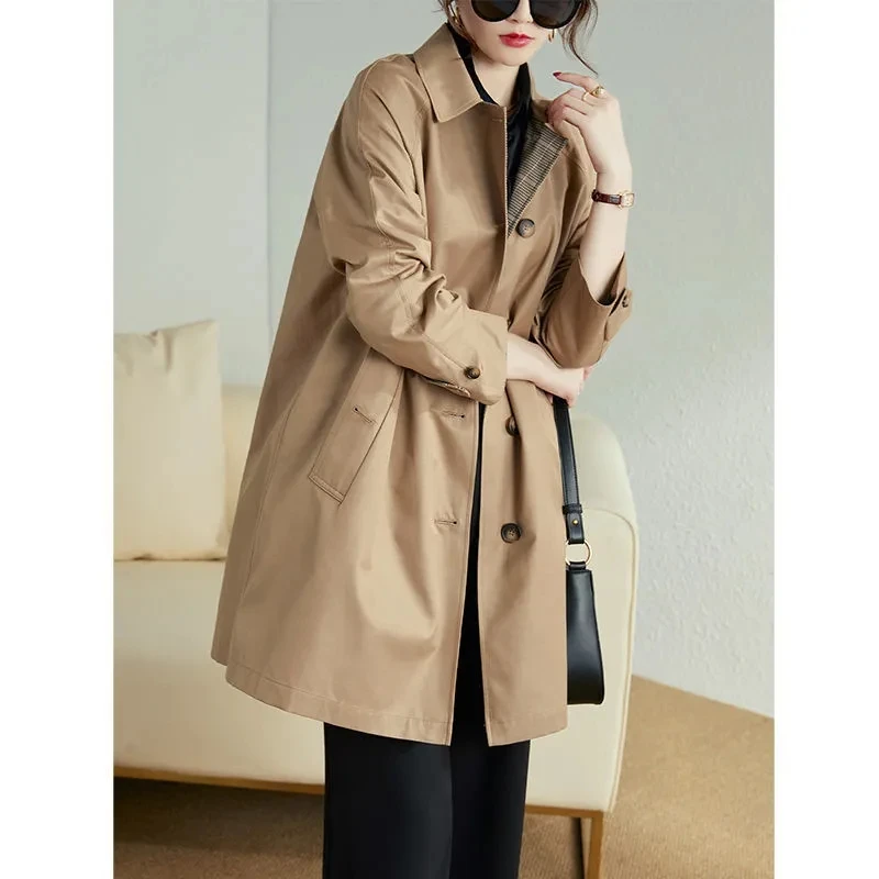 Women's Trench Coat 2025 Spring Autumn Classic All-match Windbreaker British Style Single-breasted Long Trench Female Khaki Coat