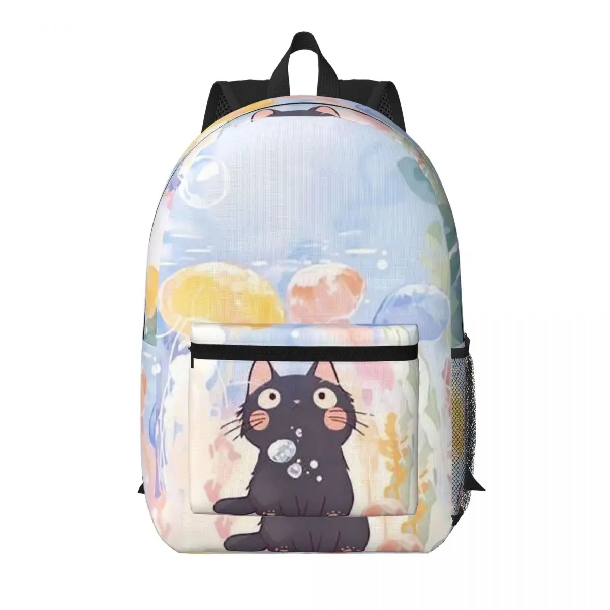 

Undersea Adventure Cat And Jellyfish Student Backpack School Bag Hiking Travel Daypack for Men Women Bookbag Shoulder Bags