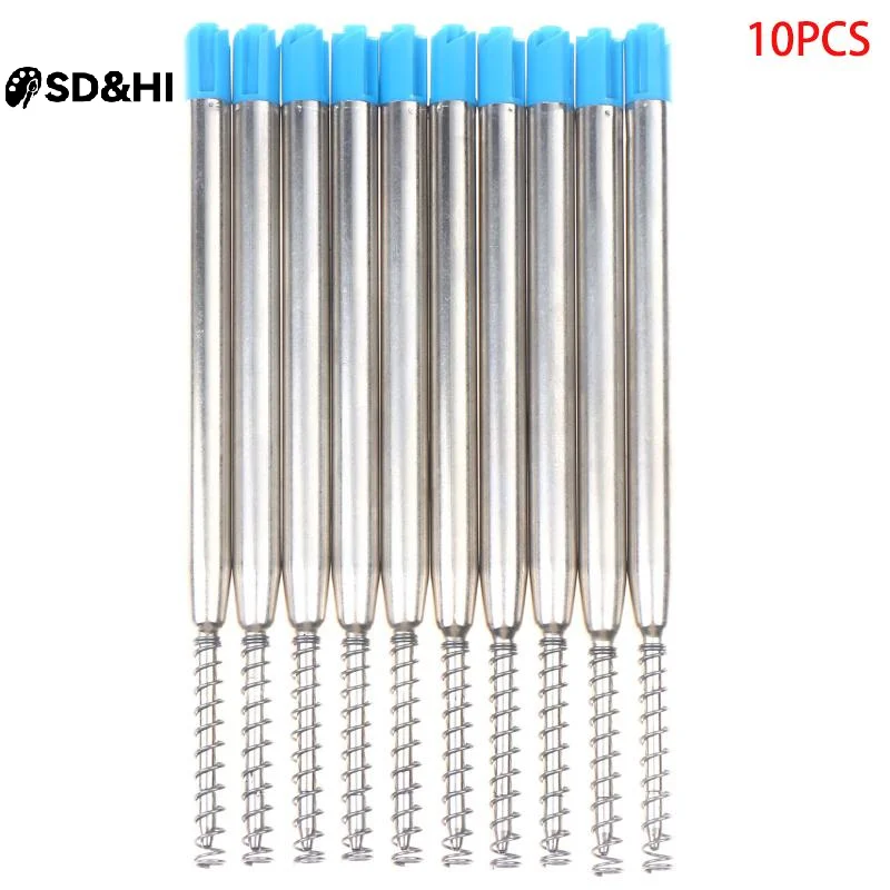 10pcs G2 Ballpoint Pen Refills, 1mm Medium Point With Spring Universal, Metal Steel Pipe, Black/Blue Replacement Refills