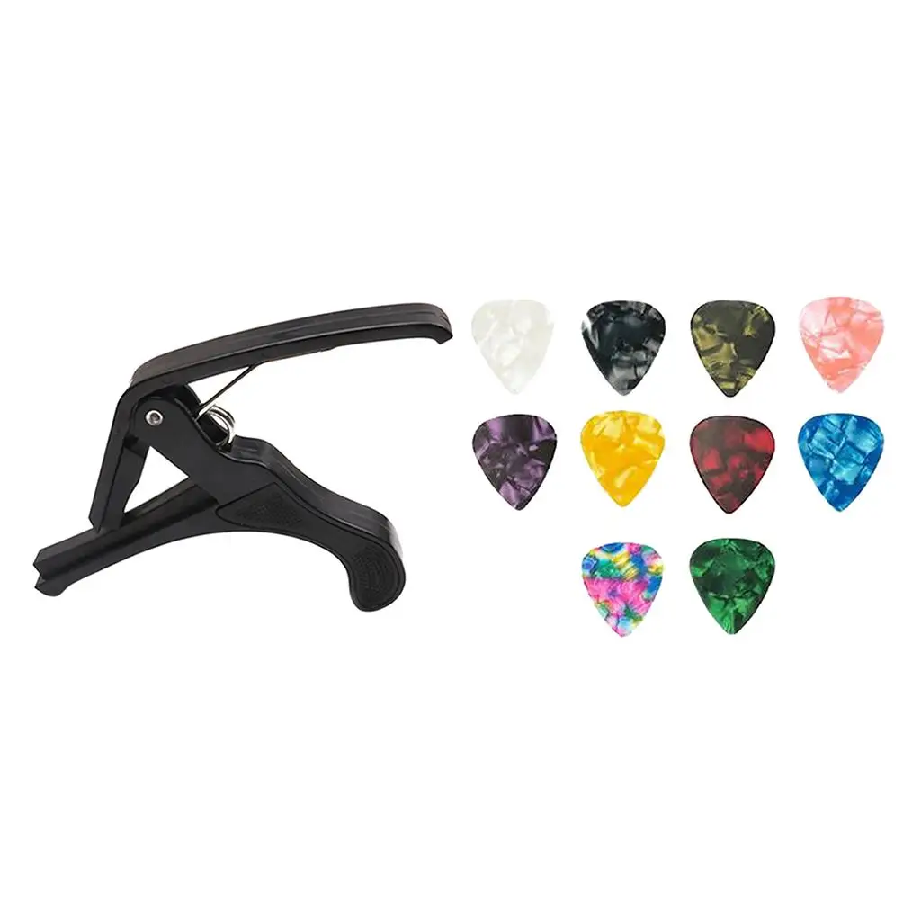 Universal Metal Capo Quick Changing Tune Clamp with 10pcs Picks