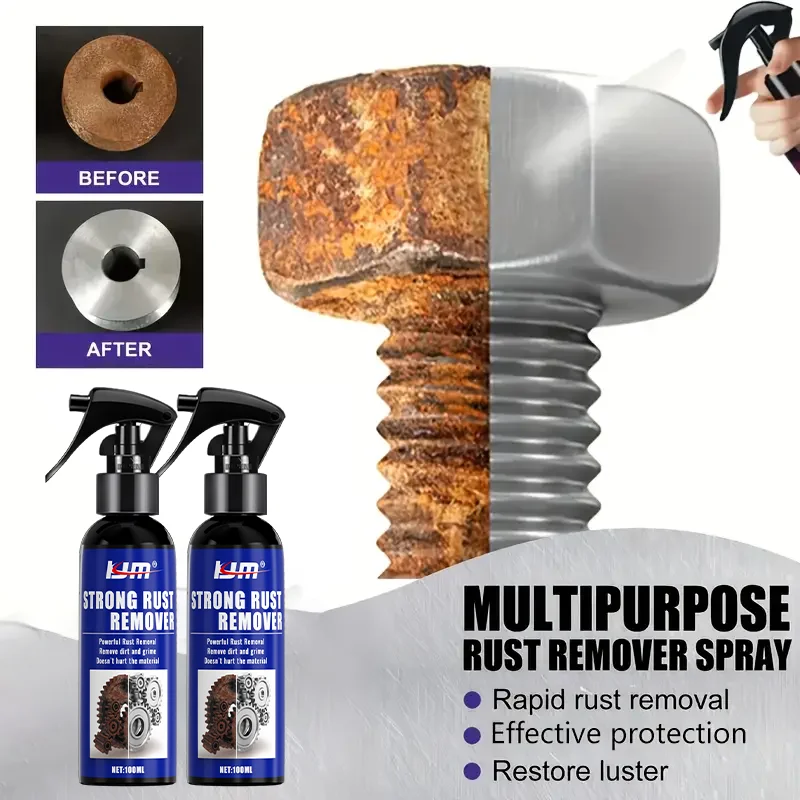 100ml Universal Rust Removal Spray - Dissolves Tire Rust, Safe for Rims & Brake Drums, for Home, Kitchen, Car Surfaces