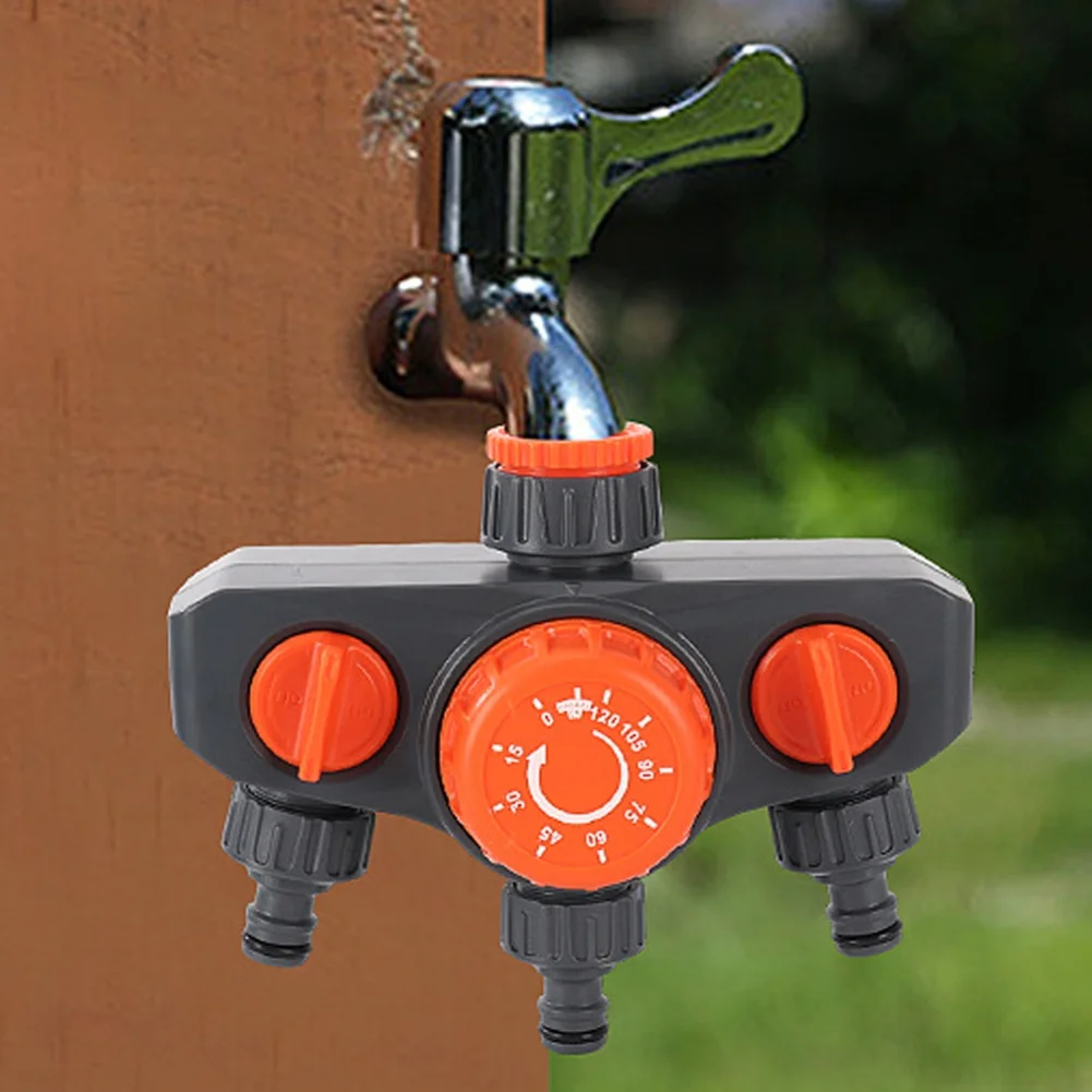 Garden Irrigation Timer with Three Outputs and Diverter for Managing Water Flow to Perennials Annuals and Ground Cover Areas