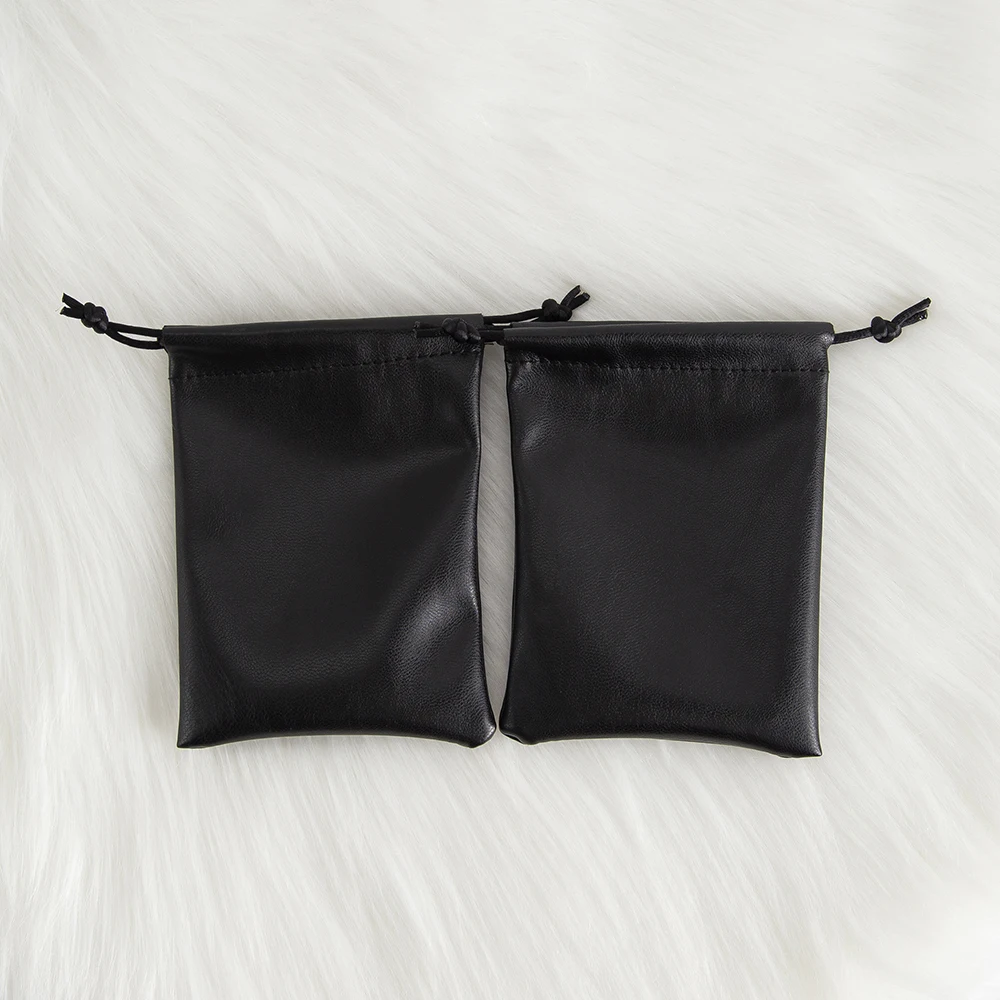 5 Stücke Schmuck PU Leder Kordelzug Schwarz Tasche Hochzeit Gefälligkeiten MakeupPendant Armband Halskette Display Lagerung Personalisierte Beutel – Detail 4