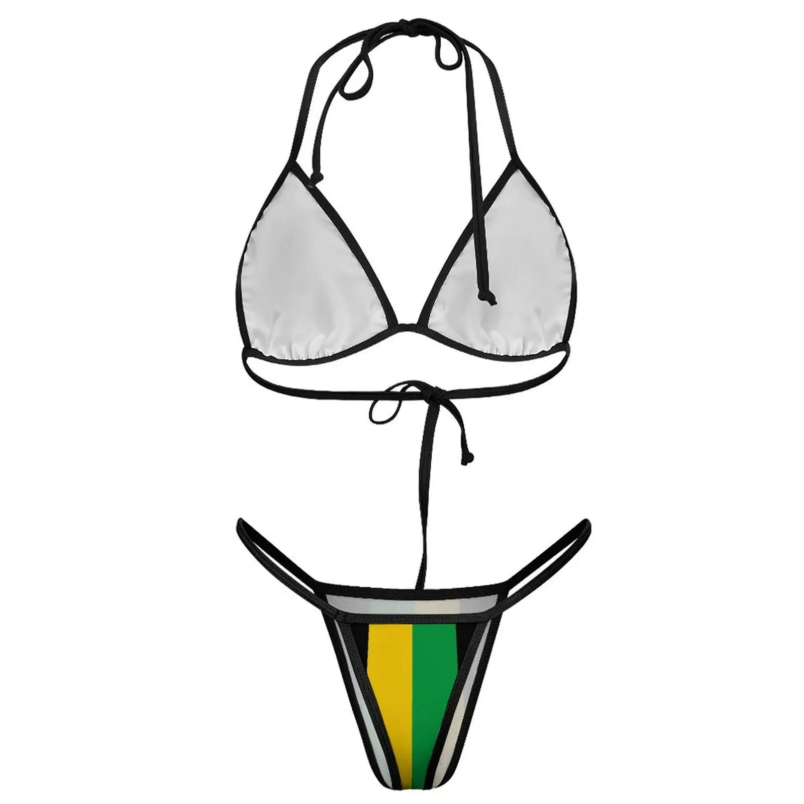 Bandeira conjunto biquíni impressão, tanga listrada vertical, ajustável push up maiô, roupas de praia bonito