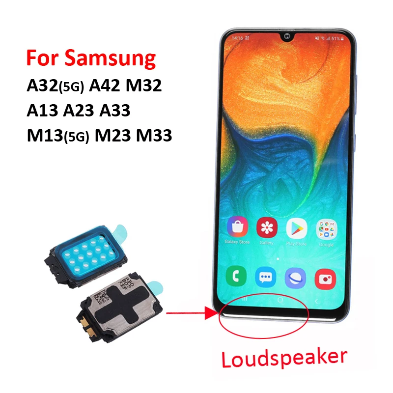 Pop Phone Speaker For Samsung Galaxy A32 A42 M32 A13 A23 A33 M13 M23 M33 New Bottom Music Ringer Loudspeaker Flex Cable Replacem