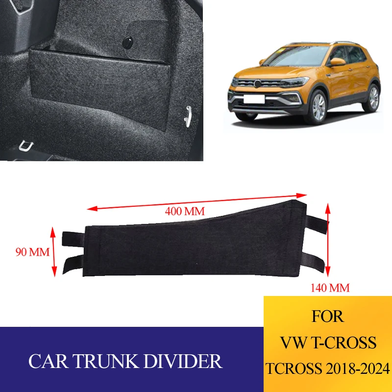 Divisória Organizadora para Porta-Malas Traseiro do Carro para Volkswagen VW T-cross Tcross 2018-2024 Acessórios