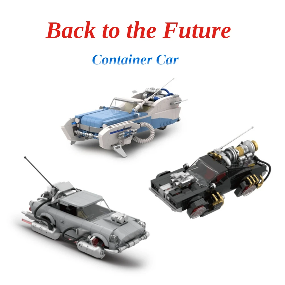 Container Car Model Back To The Future Series 2 Puzzle Building Block Kit Toy Assembly Tabletop Decoration Gift for Kids