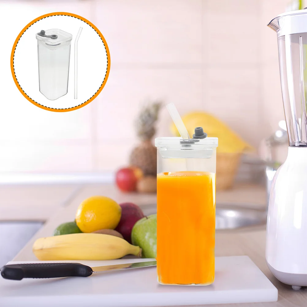 

4Pcs 350ml Transparent Glass Tumbler Lid Straw Stable Design Reusable Cups for Cold Hot Beverages Cups with Lids Reusable