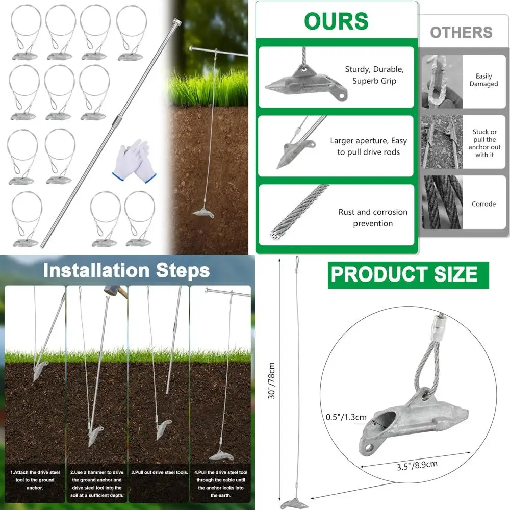 

Сверхмощные 30-дюймовые кабельные заземляющие анкеры для высоких ветров, легкие крючковые анкеры для фиксации в приводном стиле
