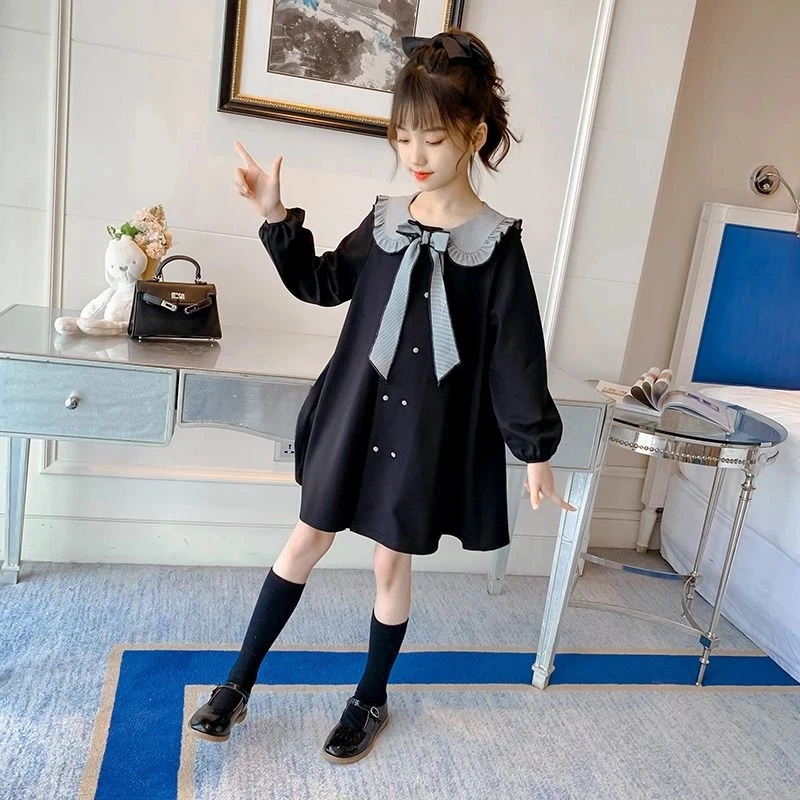 Kids Student Dresses for Girls Teenager School Uniform Dress Princess Party Clothes Children\'s Clothing 4 5 7 9 11 12 14 Years