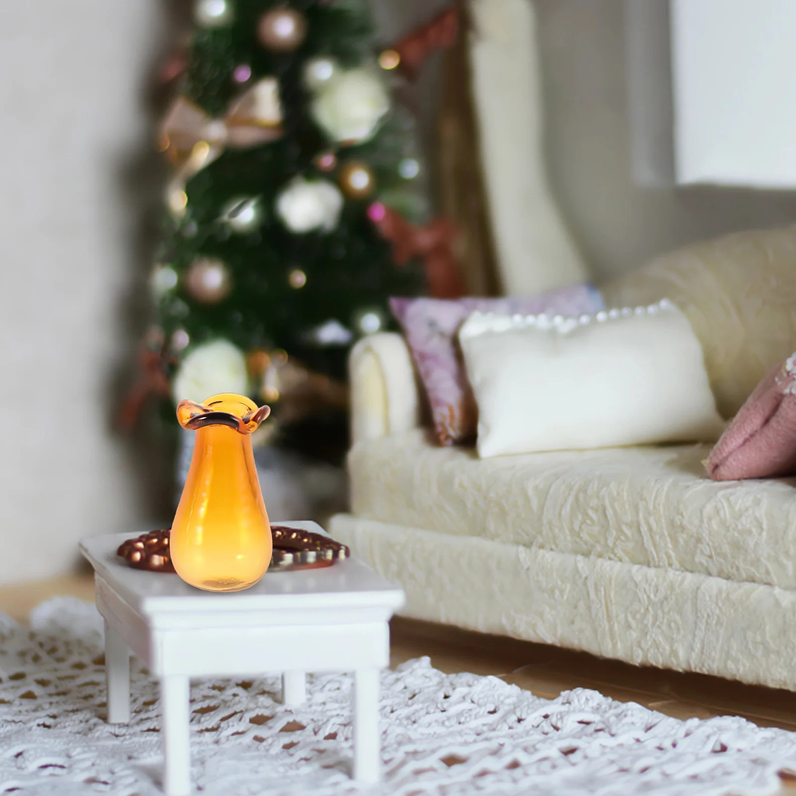 

2Pcs Mini Glass Flower Vases Realistic Miniature Vases for Dollhouse Furniture Decor Stylish Landscape Bottle Accessories Craft