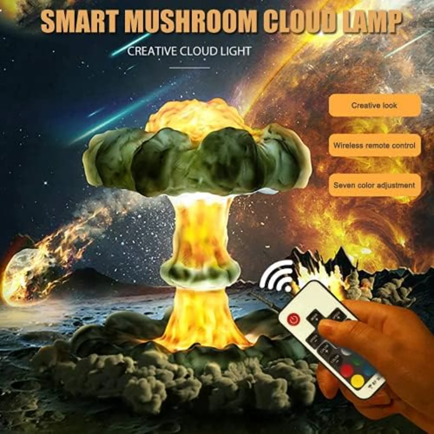 3D Mushroom Cloud Nuclear Explosion Lamp, Atomic Bomb Model Atmosphere Lamp, USB Control LED Lamp Dimmable Night Light   Decorat