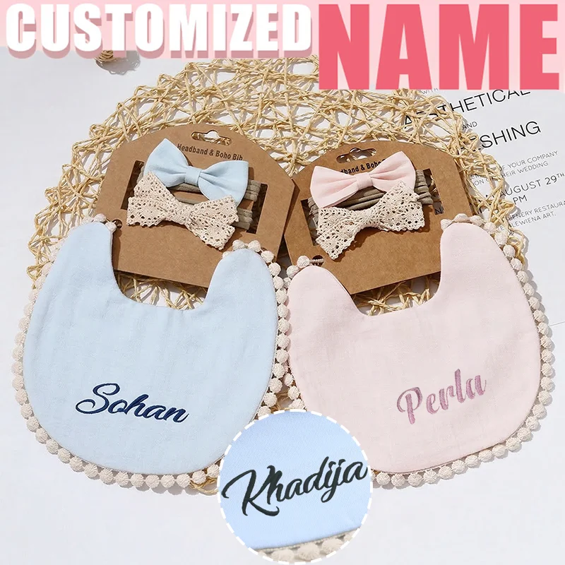 

Персонализированный хлопковый детский нагрудник с именем, водонепроницаемый фартук для кормления, незаменимые вещи для новорожденных, нагрудник для младенцев