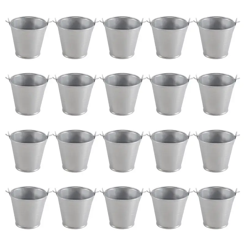 A84E-20Pcs Mini Metal Bucket Portable Flower Pot Vases Planters Lovely Candy Box For Wedding Party Home Decoration