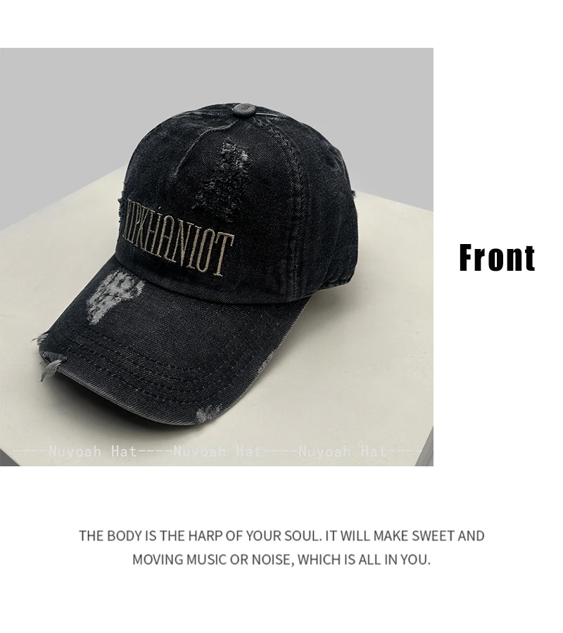 Neue Unisex Baseballkappen im amerikanischen Distressed-Stil mit gestickten Buchstaben, Retro-Sonnenschutz, vielseitige Schirmmützen im Used-Look – Detail 9
