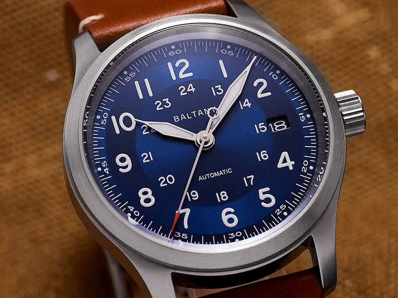 Baltany S2049 Herren-Automatikuhr, 39 mm, Pilot Sport, mechanische Armbanduhr, Saphirglas, 10 ATM wasserdicht, BGW-9, leuchtend, ST2130, Militär – Detail 4