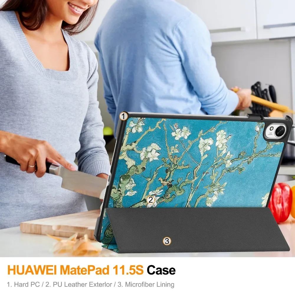 Imagem -05 - Capa de Suporte Tridobrável para Huawei Matepad Capa para Tablet Despertar Automático Dormir Funda 2023 11.5 s 11.5 s