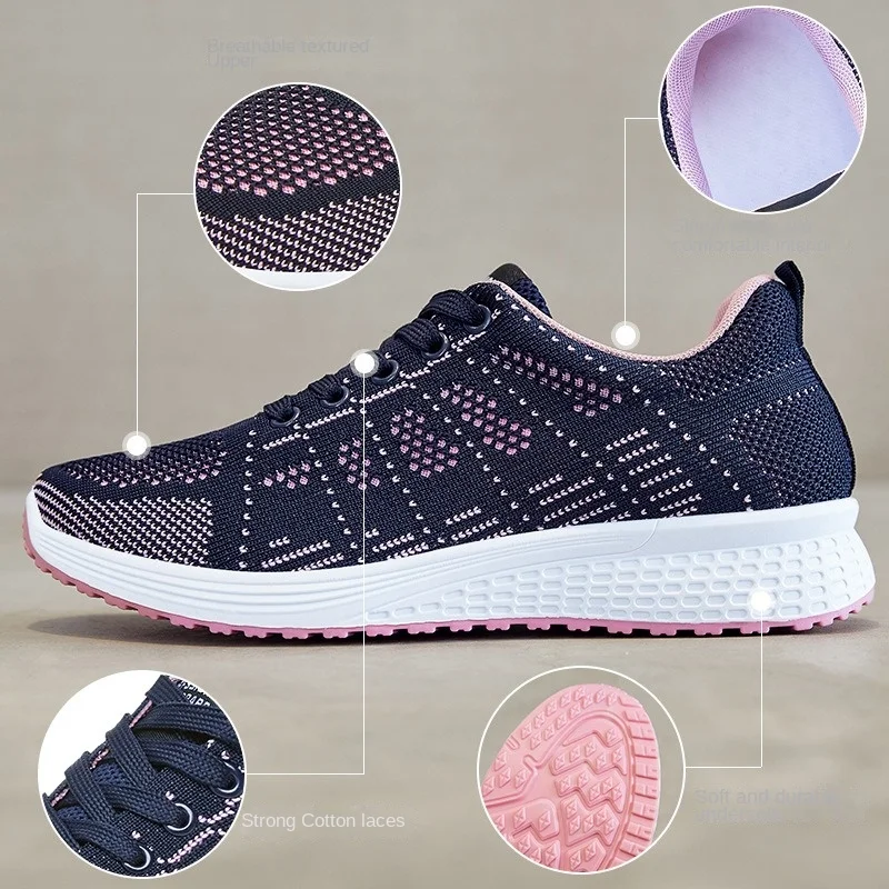 MaleWomen-zapatos informales para mujer, zapatillas planas de malla transpirable, vulcanizadas, para gimnasio, color blanco, 2021